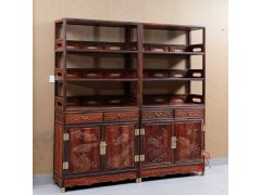 红木家具大红酸枝木书柜书架 中式仿古全实木书柜 清式组合书橱图1