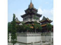 佛山陶瓷凉亭寺庙祠堂围墙亭台楼阁佛堂宗祠祖庙绿色金黄色琉璃瓦图2