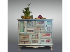 民族图案风格装饰柜 斗柜 图案复古家具 装饰柜酒吧咖啡厅装饰柜图2