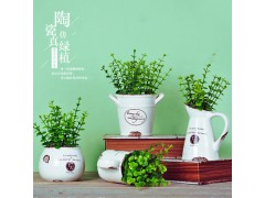 乡村田园陶瓷杯小盆栽仿真花植物盆景家居店铺桌面绿植装饰摆件图3