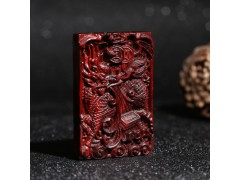 印度小叶紫檀无事牌 小叶紫檀精工雕刻貔貅牌挂件图3