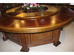 豪华电动餐桌酒店桌子板式多功能电动圆桌宾馆酒店软包餐椅图1