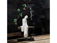 风化木艺术根雕装饰陶瓷品 仕女人物图1