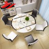 折叠餐桌 小户型功能伸缩餐桌椅组合 钢化玻璃实木圆形餐台