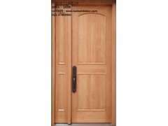 子母实木进户门_工程实木进户门_工程实木防盗门_纹安供图1